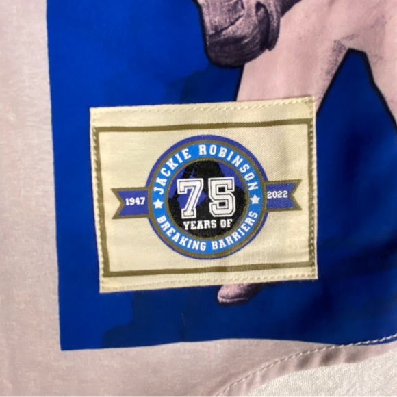 RSVLTS Jackie Robinson Day Series 1 Scrapbook Short Sleeve Button Up Mens Size M - Picture 4 of 11